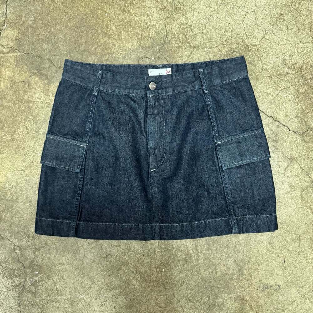 AG x EmRata Colombo Denim Cargo Miniskirt Dark Wash Cotton W30